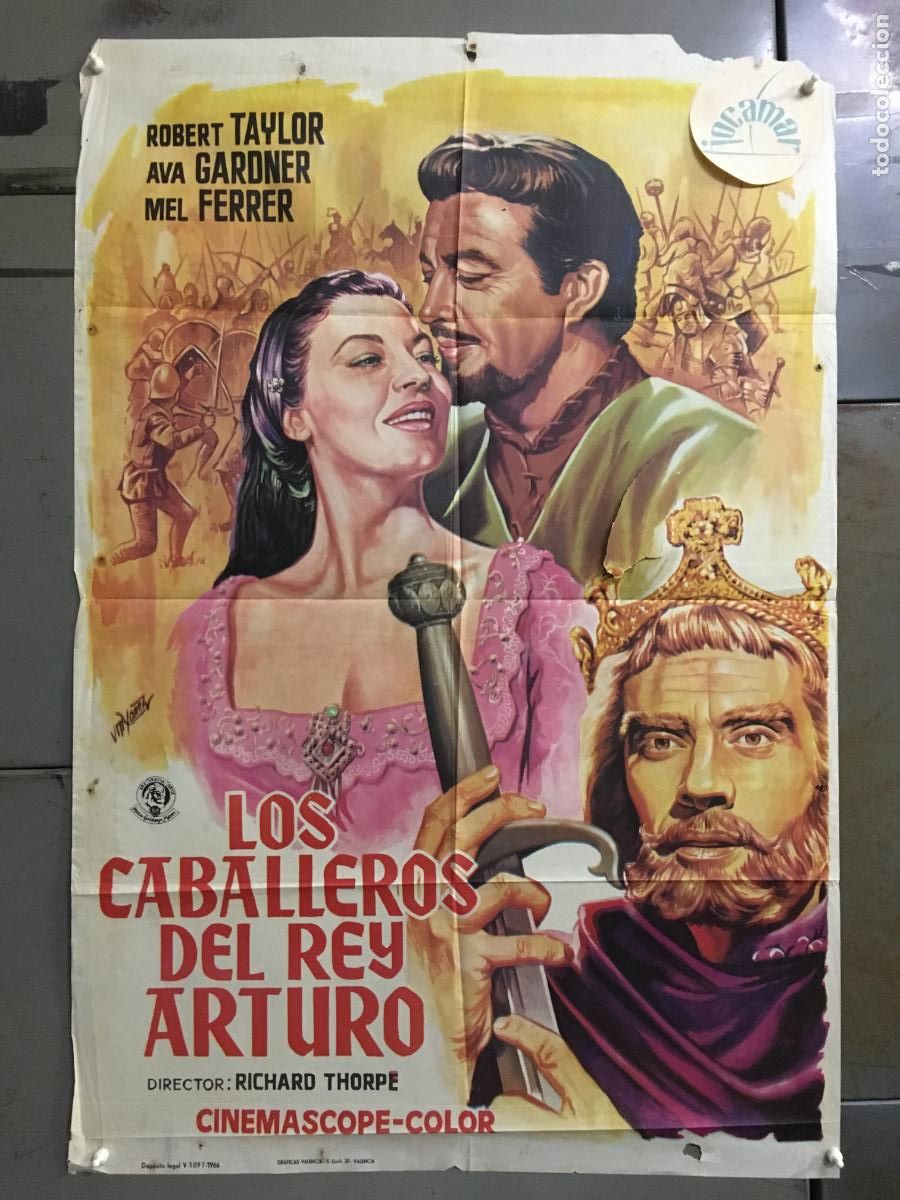 Cine: ODC C998 LOS CABALLEROS DEL REY ARTURO AVA GARDNER ROBERT TAYLOR POSTER ORIG 70X100 ESPA&Ntilde;OL R-66