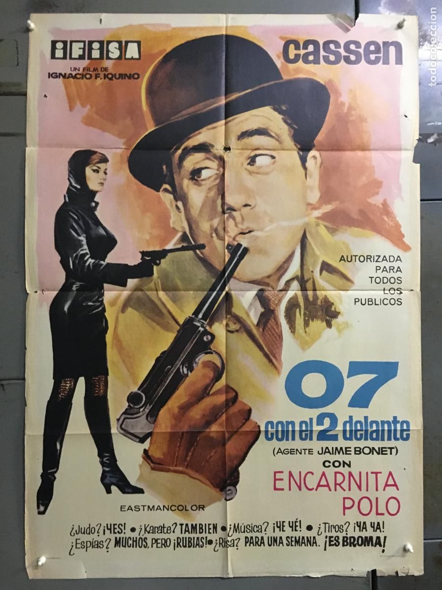 Cine: ODC D000 07 CON EL 2 DELANTE AGENTE JAIME BONET CASSEN PARODIA JAMES BOND POSTER 70X100 ESTRENO