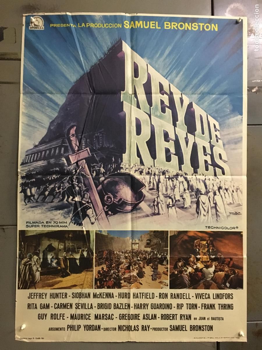 Cine: ODC D001 REY DE REYES NICHOLAS RAY SAMUEL BRONSTON JEFFREY HUNTER POSTER ORIGINAL 70X100 ESTRENO