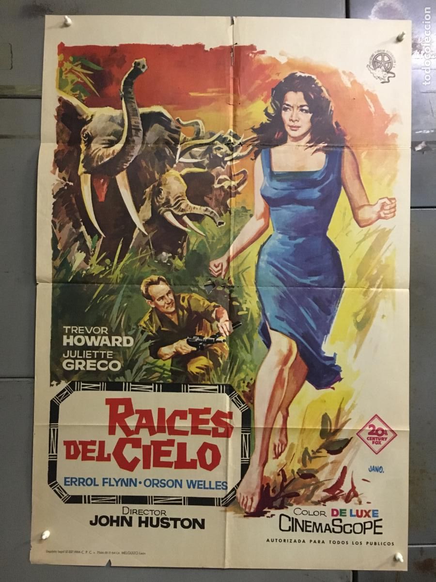 Cine: ODC D003 LAS RAICES DEL CIELO ERROL FLYNN JULIETTE GRECO JANO POSTER ORIGINAL 70X100 ESTRENO