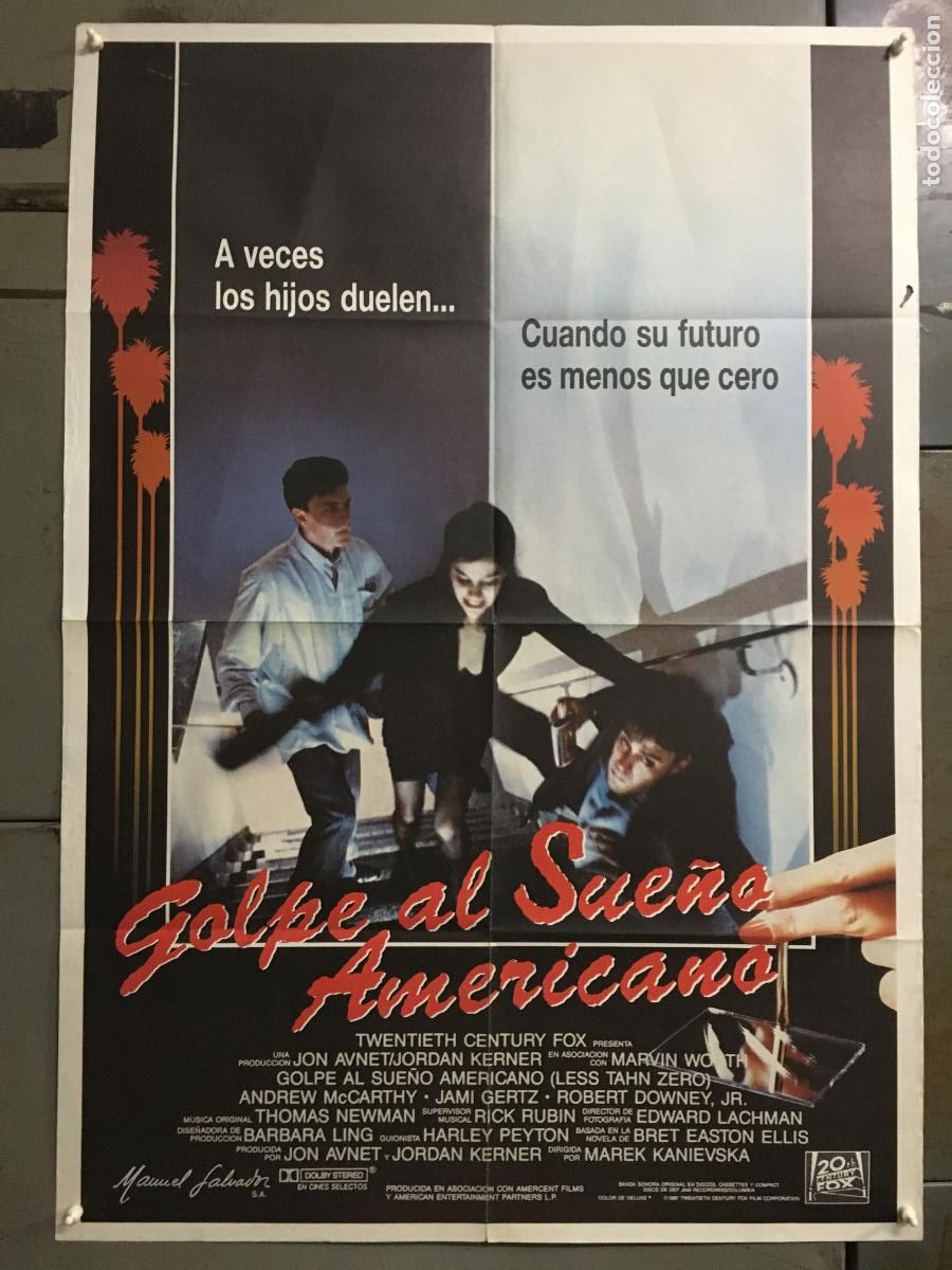 Cine: AFR14 GOLPE AL SUE&Ntilde;O AMERICANO ANDREW McCARTHY ROBERT DOWNEY JR POSTER ORIGINAL 70X100 ESTRENO