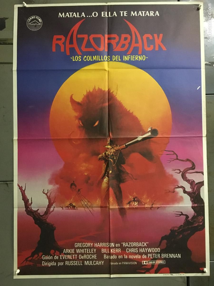 Cine: AFR15 RAZORBACK RUSSELL MULCAHY GREGORY HARRISON TERROR POSTER ORIGINAL 70X100 ESTRENO