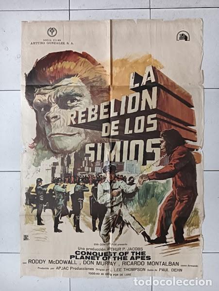 Cine: VKD 2725 LA REBELION DE LOS SIMIOS Conquest planet of the apes MONTALBAN POSTER ORIG ESTRENO 70X100