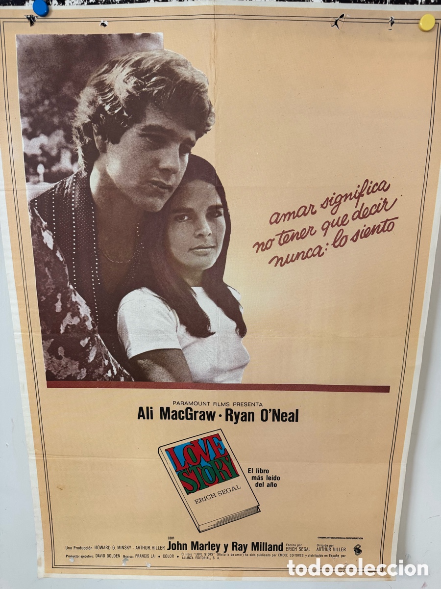 Cine: LOVE STORY RYAN O'NEAL ALI MACGRAW POSTER ORIGINAL 70X100 ESTRENO
