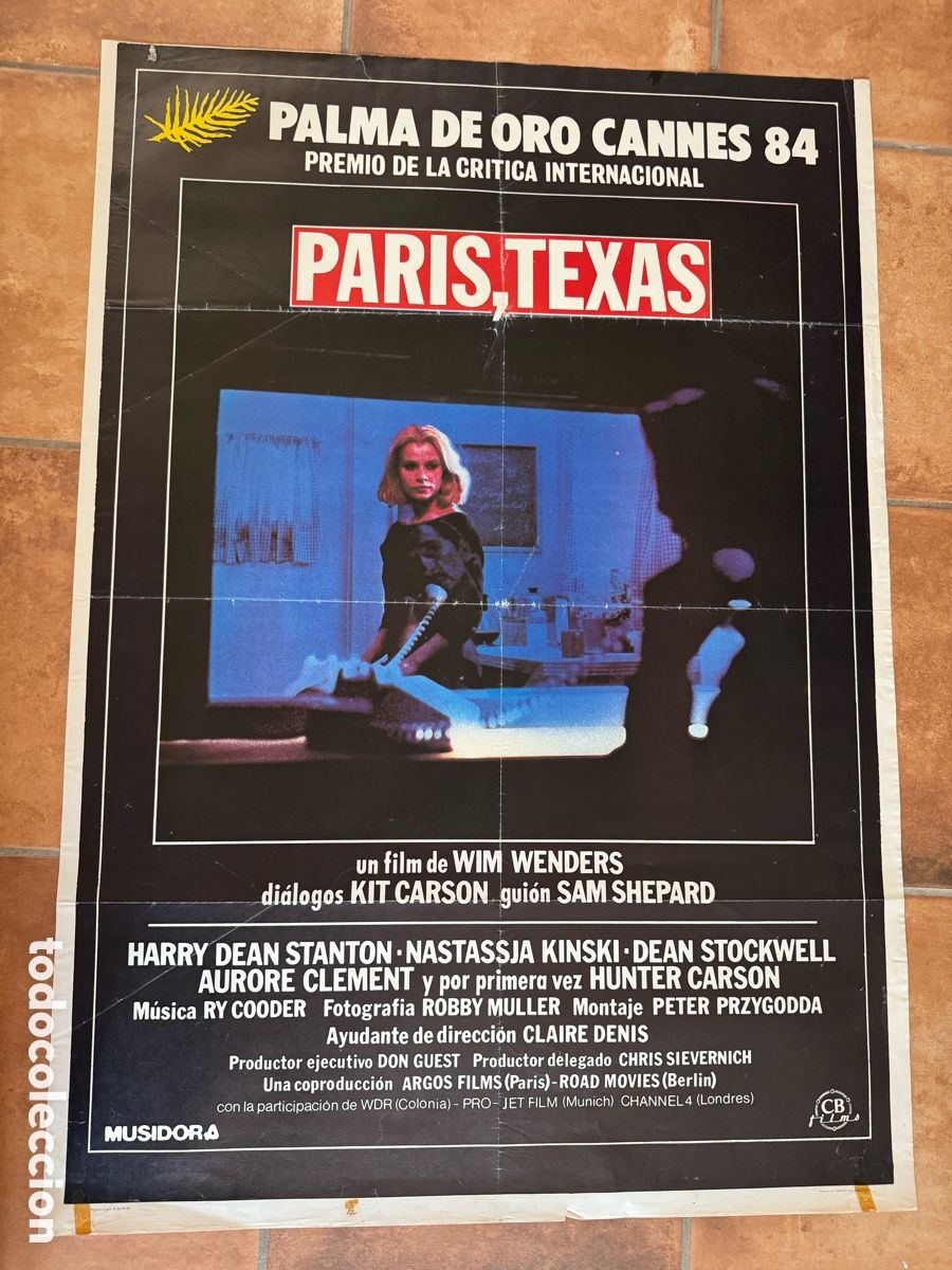 Cine: PARIS TEXAS WIM WENDERS NASTASSJA KINSKI POSTER ORIGINAL 70X100 ESTRENO