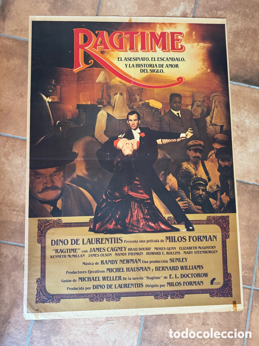 Cine: RAGTIME MILOS FORMAN JAMES CAGNEY BLACK CAST POSTER ORIGINAL 70X100 ESTRENO