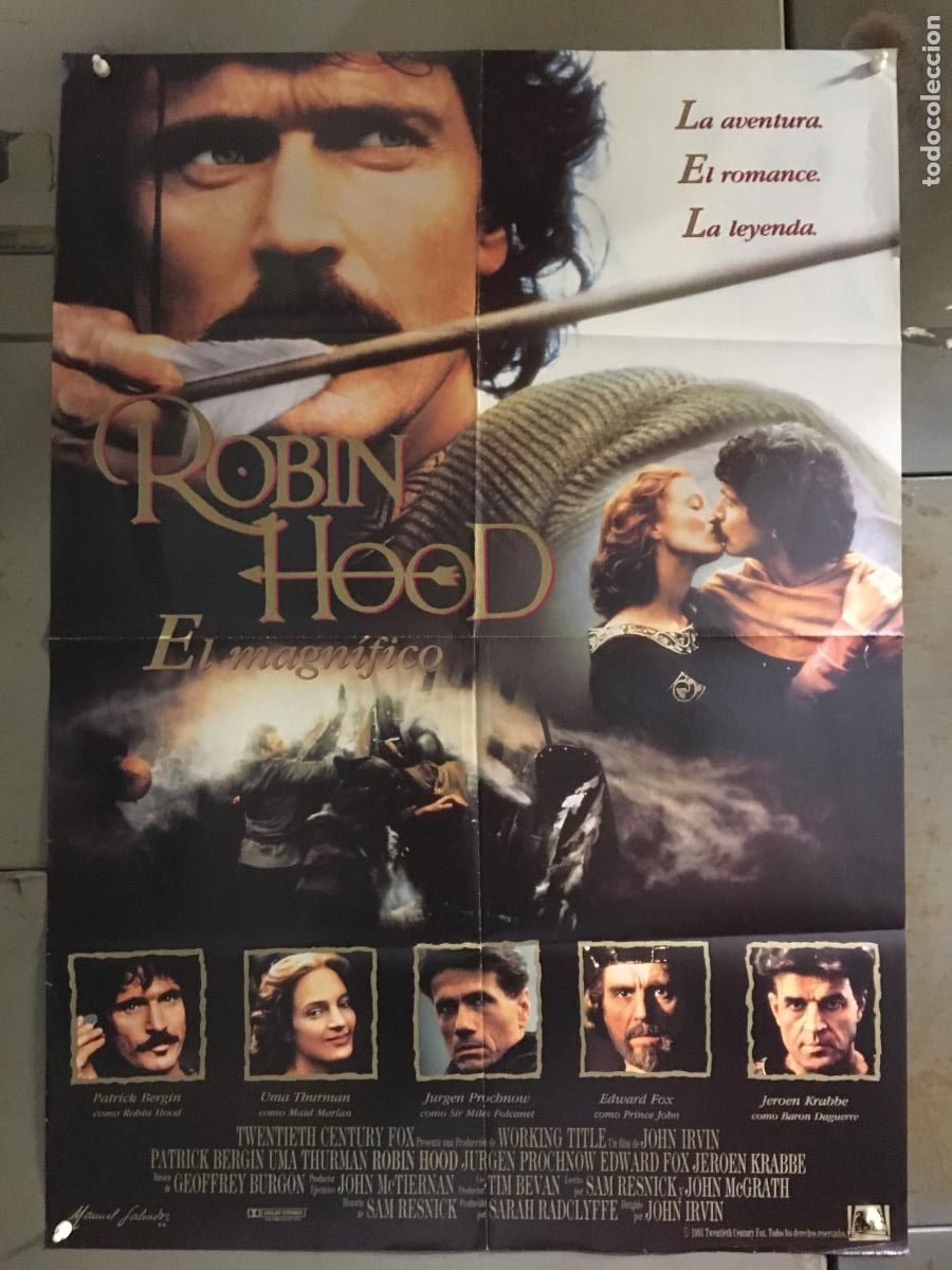 Cine: AFR25 ROBIN HOOD EL MAGNIFICO PATRICK BERGIN POSTER ORIGINAL 70X100 ESTRENO