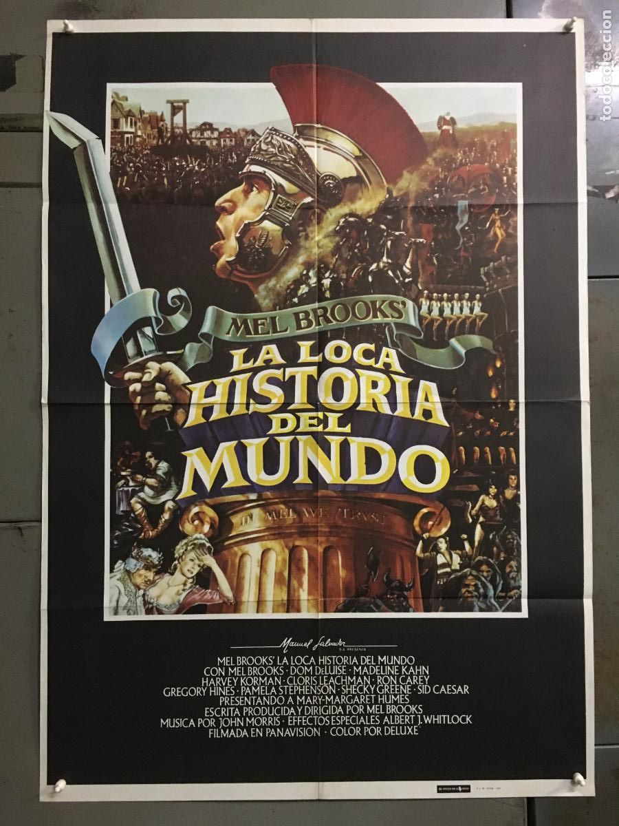Cine: AFR29 LA LOCA HISTORIA DEL MUNDO MEL BROOKS POSTER ORIGINAL 70X100 ESTRENO