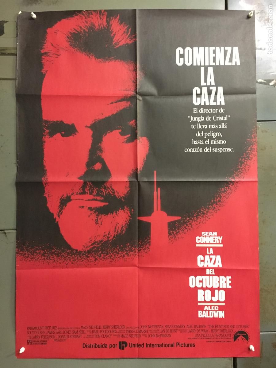 Cine: AFR35 LA CAZA DEL OCTUBRE ROJO SEAN CONNERY ALEC BALDWIN POSTER ORIGINAL 70X100 ESTRENO