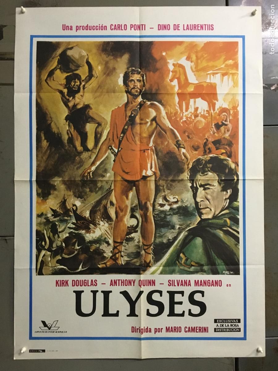 Cine: AFR39 ULISES KIRK DOUGLAS SILVANA MANGANO PEPLUM POSTER ORIGINAL 70X100 ESPA&Ntilde;OL R-82