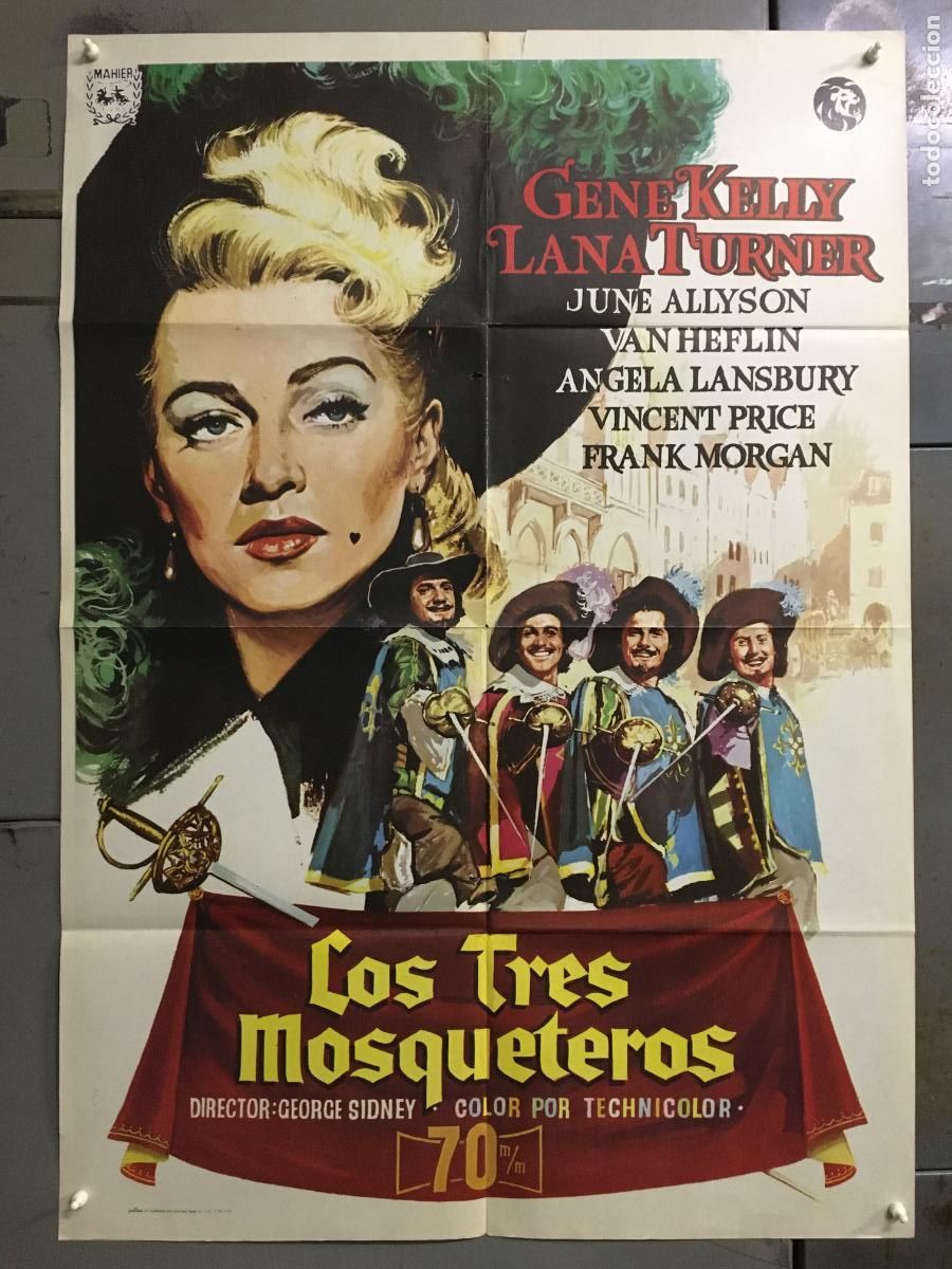 Cine: AFR40 LOS TRES MOSQUETEROS GENE KELLY LANA TURNER alvaro POSTER ORIGINAL 70X100 ESPA&Ntilde;OL R-71