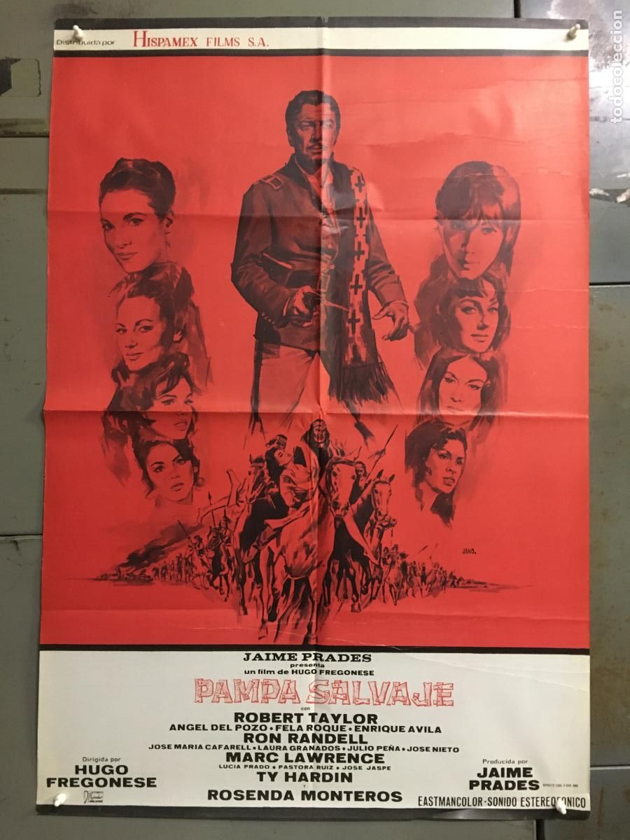Cine: AFR41 PAMPA SALVAJE ROBERT TAYLOR BRONSTON JANO POSTER ORIGINAL 70X100 ESTRENO h4