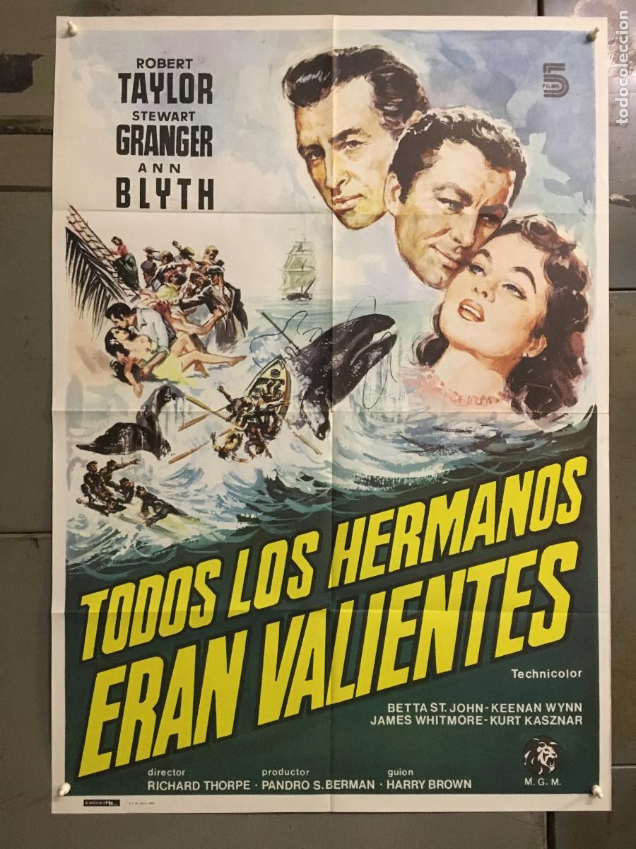 Cine: AFR44 TODOS LOS HERMANOS ERAN VALIENTES ROBERT TAYLOR POSTER ORIGINAL 70X100 ESPA&Ntilde;OL R-82 h3