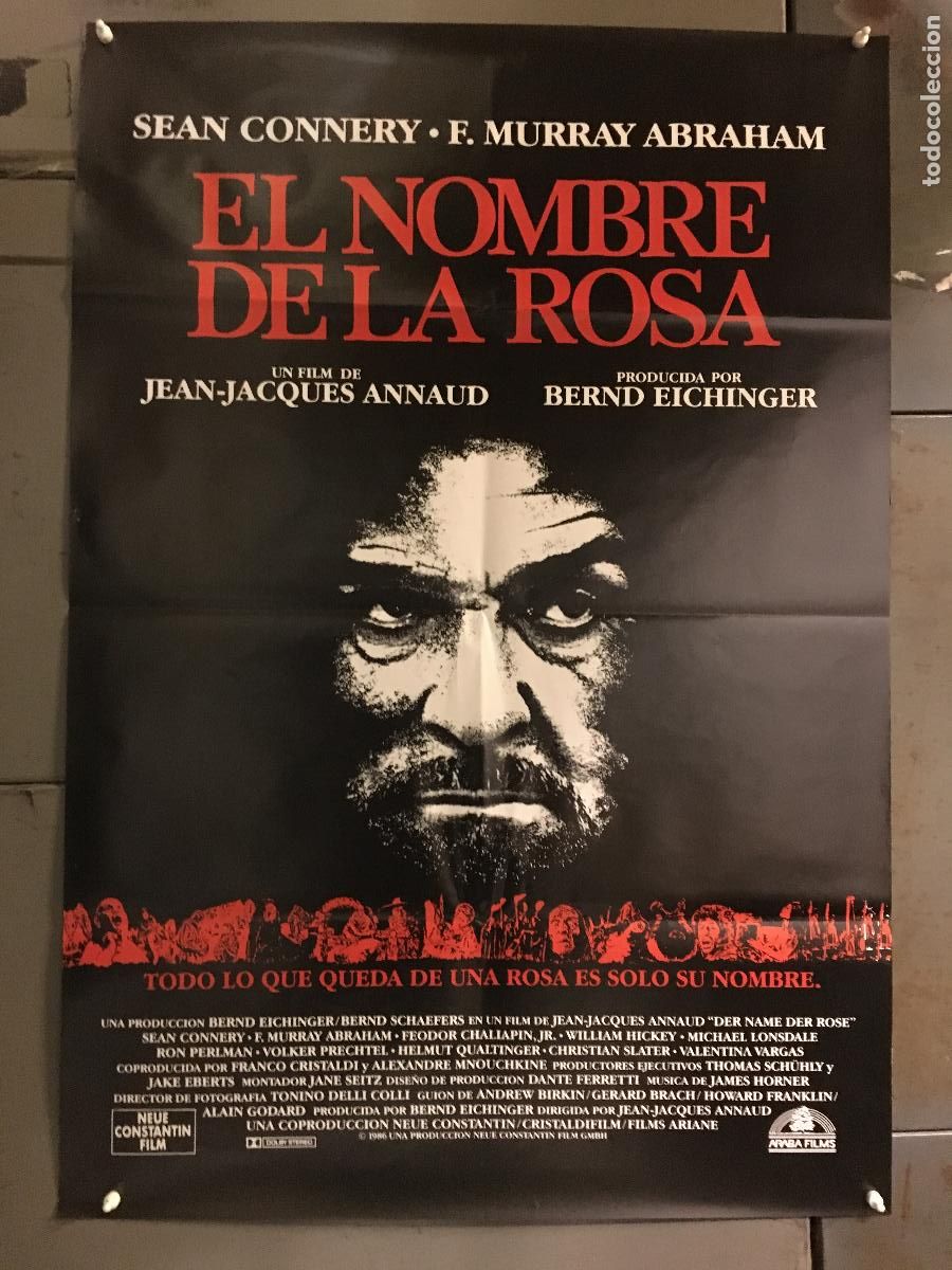 Cine: AFH89 EL NOMBRE DE LA ROSA SEAN CONNERY CHRISTIAN SLATER ANNAUD POSTER ORIGINAL 70X100 ESTRENO h3