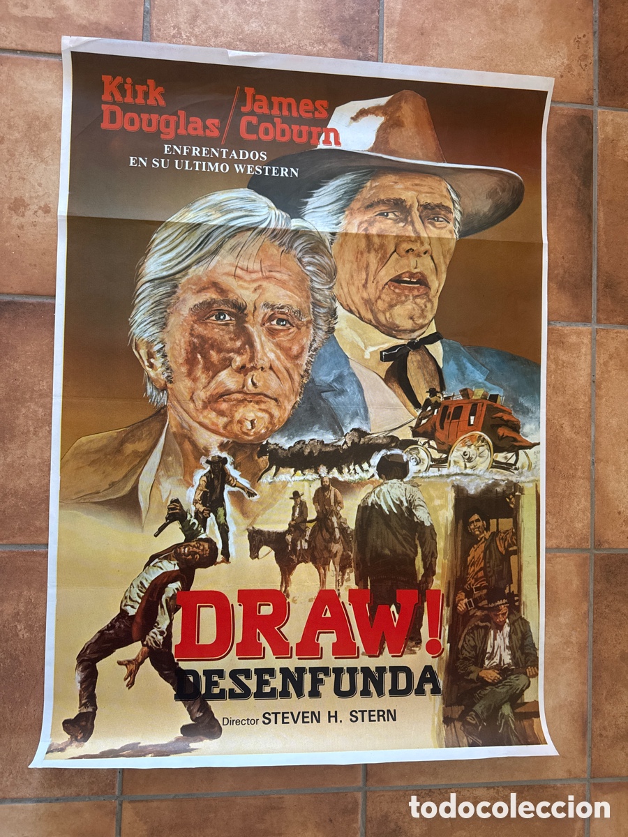 Cine: DRAW, DESENFUNDA. con Kirk Douglas, James Coburn. POSTER ORIGINAL