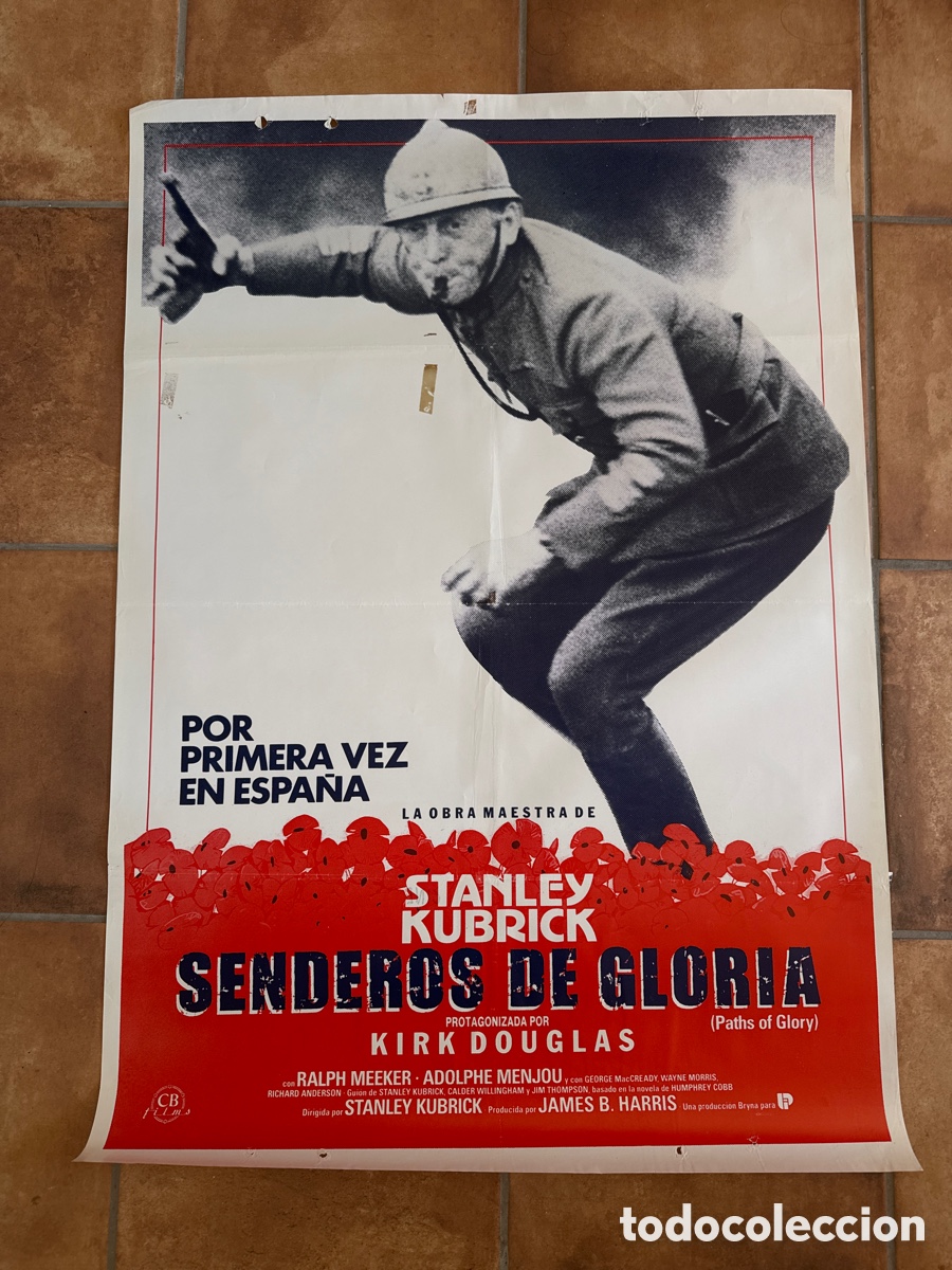 Cine: SENDEROS DE GLORIA. KIRK DOUGLAS, RALPH MEEKER, ADOLPHE MENJOU. POSTER ORIGINAL ESTRENO