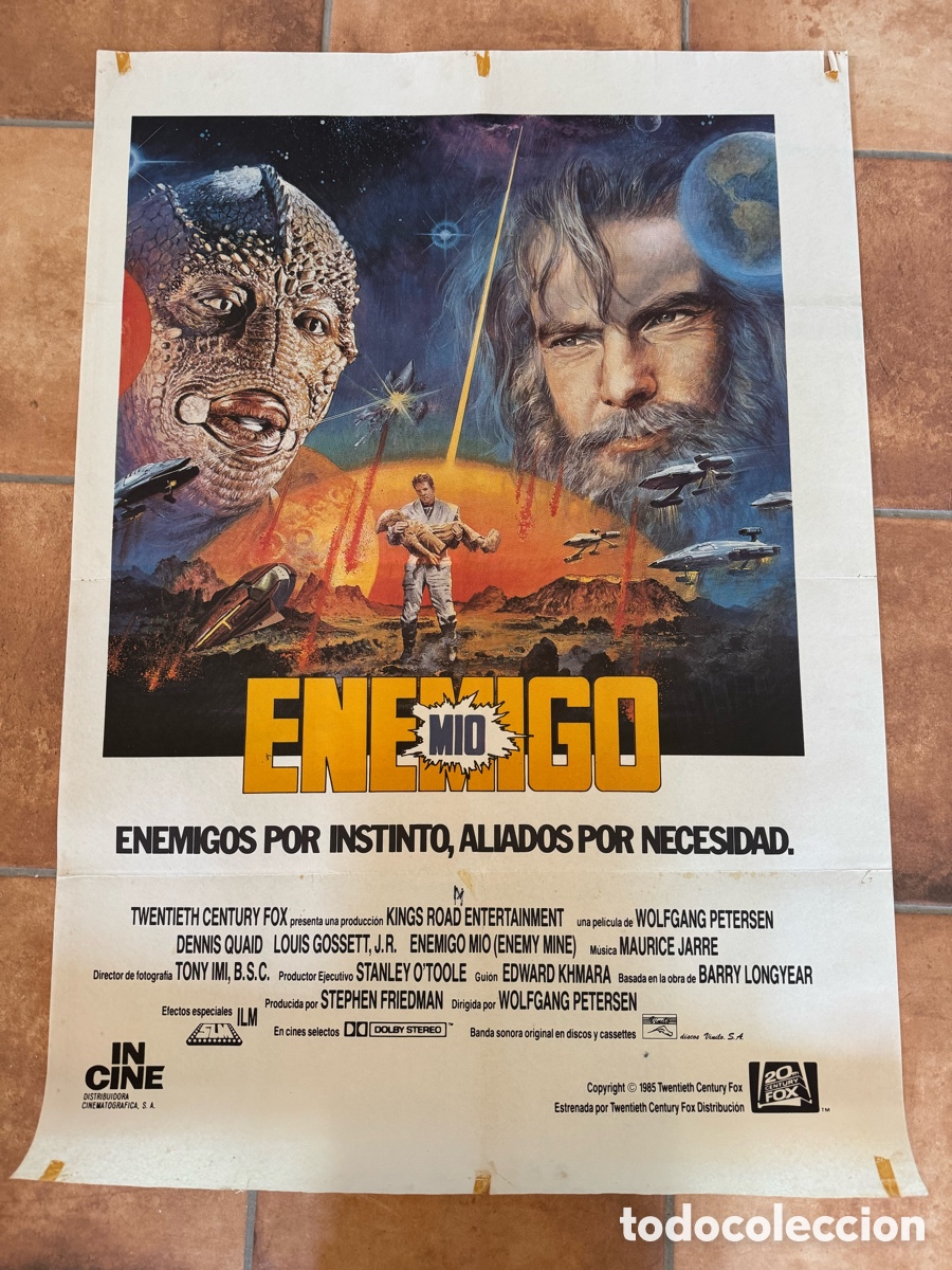 Cine: ENEMIGO MIO DENNIS QUAID WOLFGANG PETERSEN POSTER ORIGINAL 70X100 ESTRENO