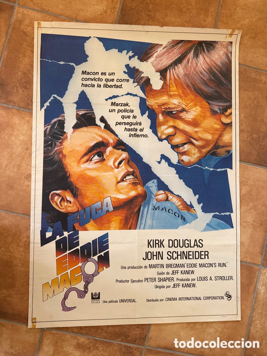 Cine: La fuga de Eddie Macon. Kirk Douglas, John Schneider A&Ntilde;O 1983 POSTER ORIGINAL