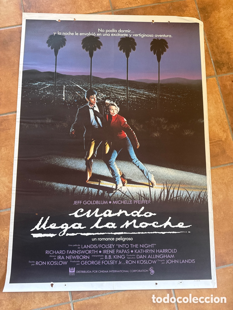 Cine: CUANDO LLEGA LA NOCHE MICHELLE PFEIFFER JEFF GOLDBLUM POSTER ORIGINAL 70X100 ESTRENO