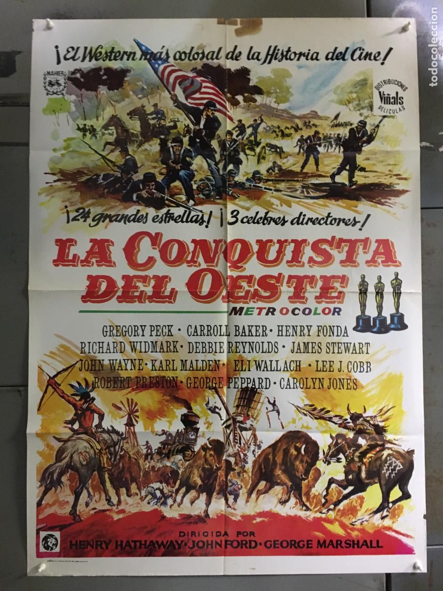 Cine: AFR55 LA CONQUISTA DEL OESTE JOHN WAYNE POSTER ORIGINAL 70X100 ESPA&Ntilde;OL