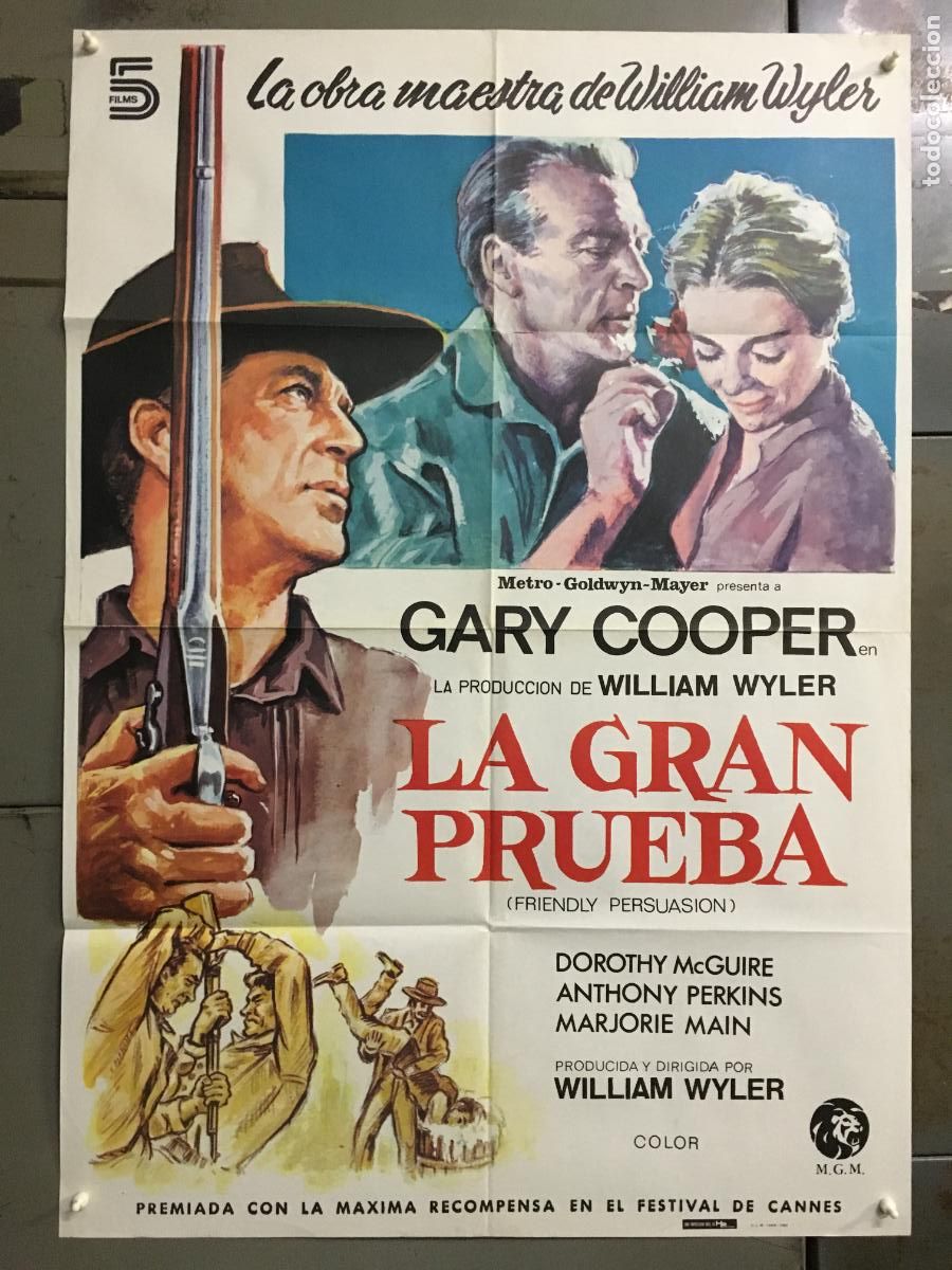 Cine: AFR57 LA GRAN PRUEBA GARY COOPER WILLIAM WYLER POSTER ORIGINAL ESPA&Ntilde;OL 70X100 R-82