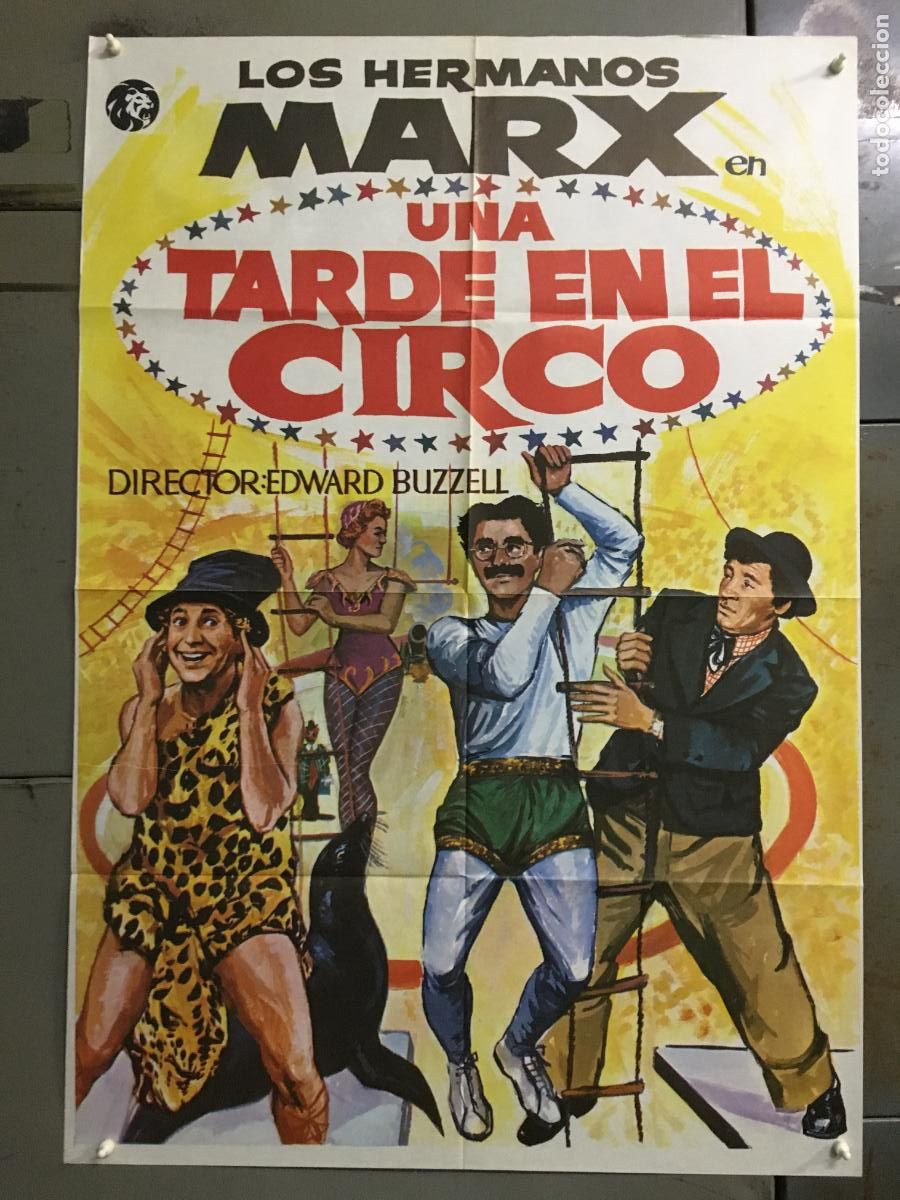 Cine: AFR58 UNA TARDE EN EL CIRCO HERMANOS MARX POSTER ORIGINAL 70X100 ESPA&Ntilde;OL R-80s h3