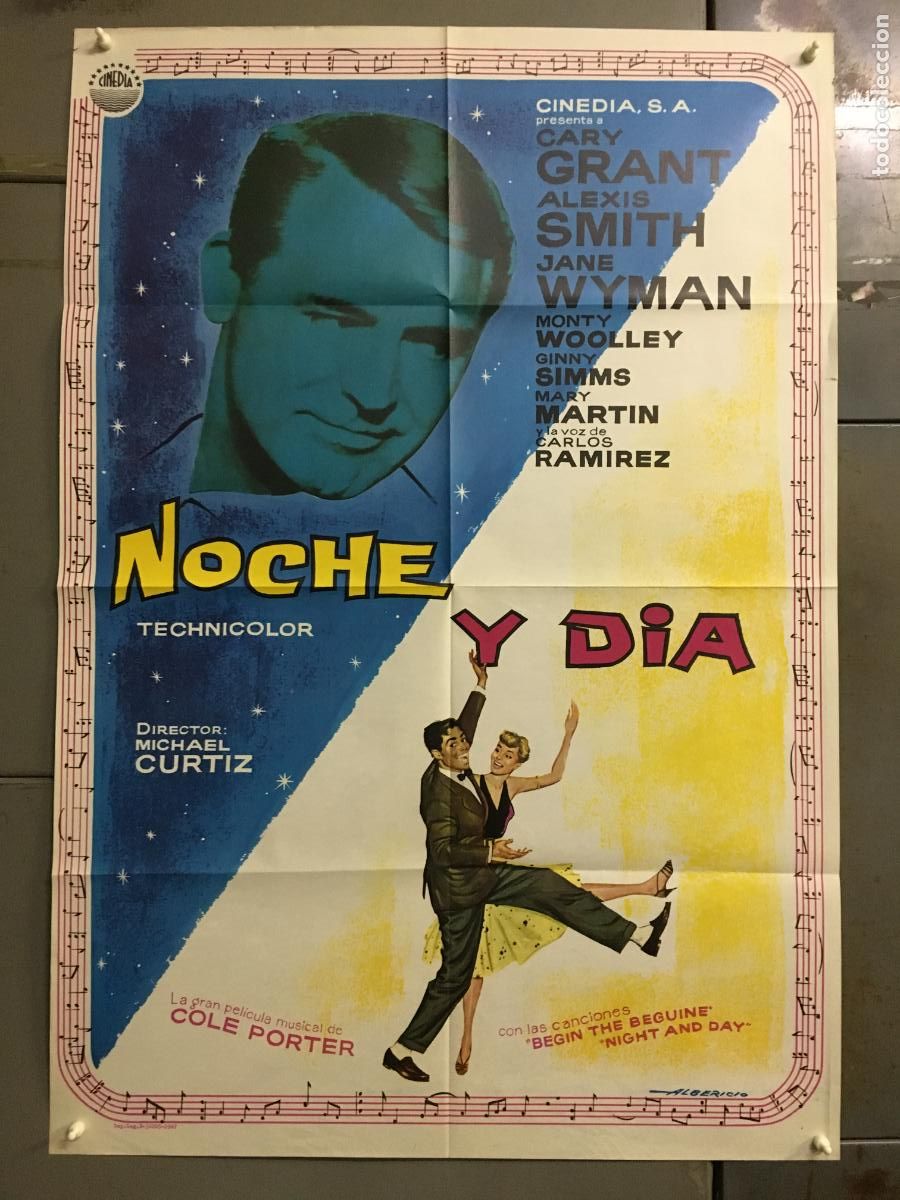 Cine: AFR59 NOCHE Y DIA CARY GRANT ALBERICIO POSTER ORIGINAL 70X100 ESPA&Ntilde;OL R-67 h3