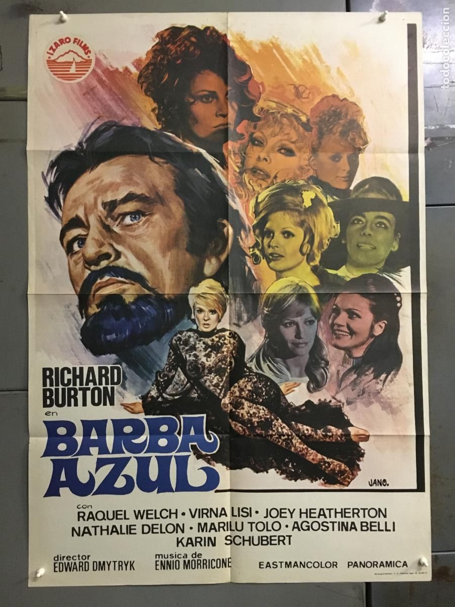Cine: AFR61 BARBA AZUL RICHARD BURTON VIRNA LISI RAQUEL WELCH JANO POSTER ORIGINAL 70X100 ESTRENO