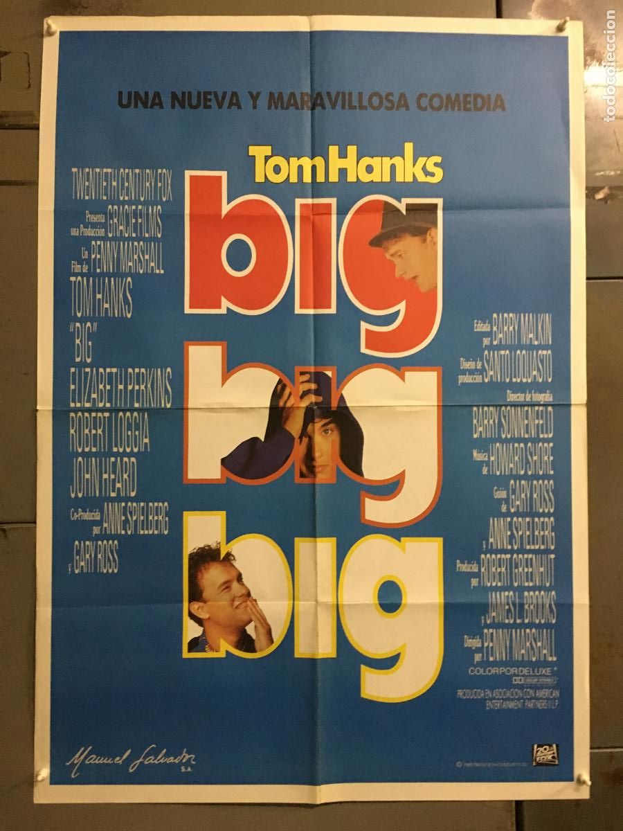 Cine: AFR66 BIG TOM HANKS POSTER ORIGINAL 70X100 ESTRENO