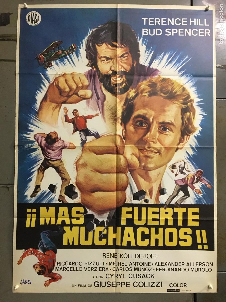 Cine: AFR69 MAS FUERTE MUCHACHOS BUD SPENCER TERENCE HILL JANO POSTER ORIGINAL 70X100 ESPA&Ntilde;OL R-81