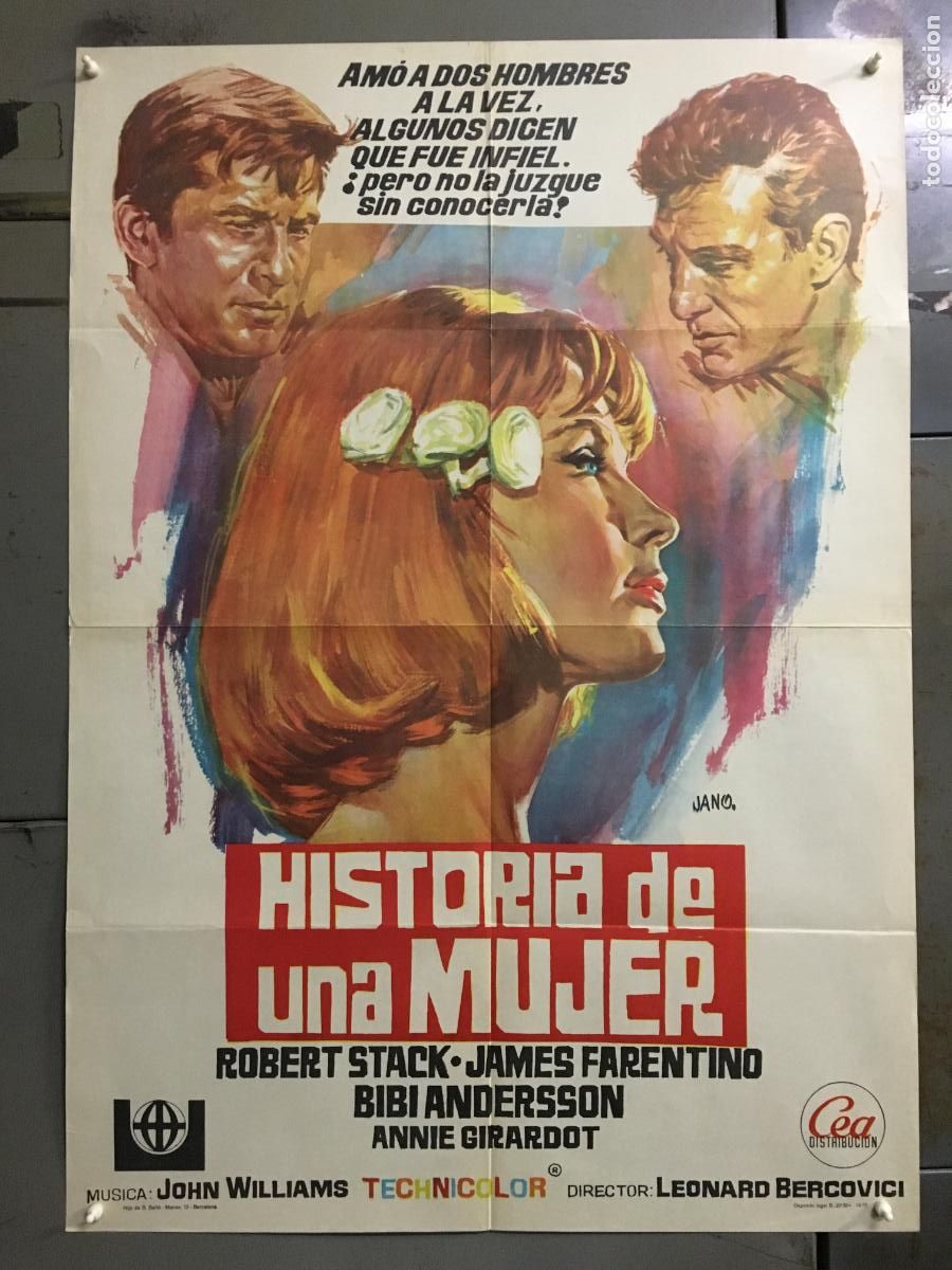 Cine: AFR73 HISTORIA DE UNA MUJER ROBERT STACK BIBI ANDERSSON ANNIE GIRARDOT POSTER ORIG 70X100 ESTRENO
