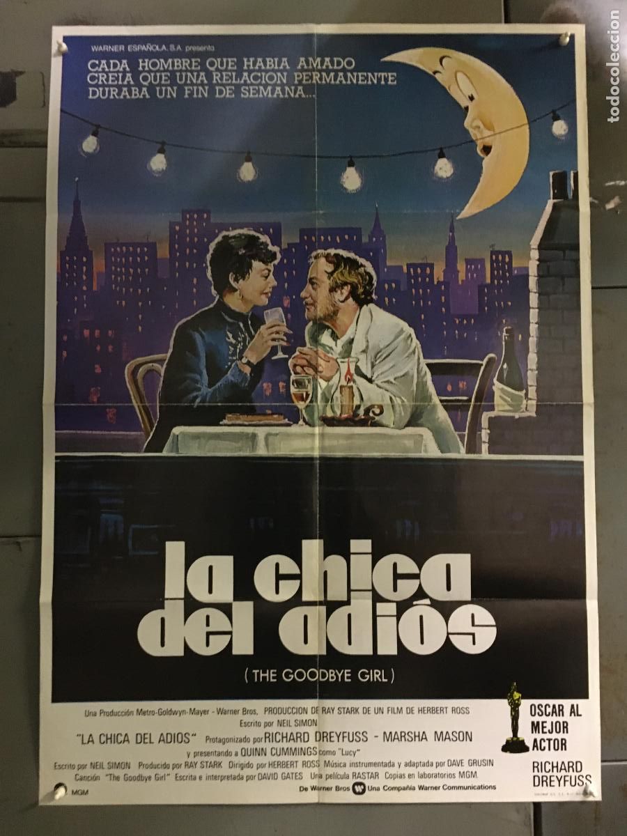 Cine: AFR75 LA CHICA DEL ADIOS MARSHA MASON RICHARD DREYFUSS POSTER ORIGINAL 70X100 ESTRENO