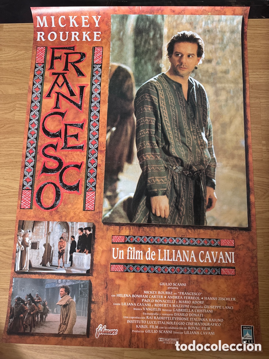 Cine: Francesco, Mickey Rourke, Helena Bonham, A&ntilde;o 1989, POSTER ORIGINAL