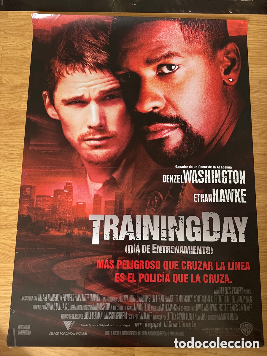 Cine: TRAINING DAY POSTER ORIGINAL DENZEL WASHINGTON ETHAN HAWKE CARTEL ESTRENO 2001