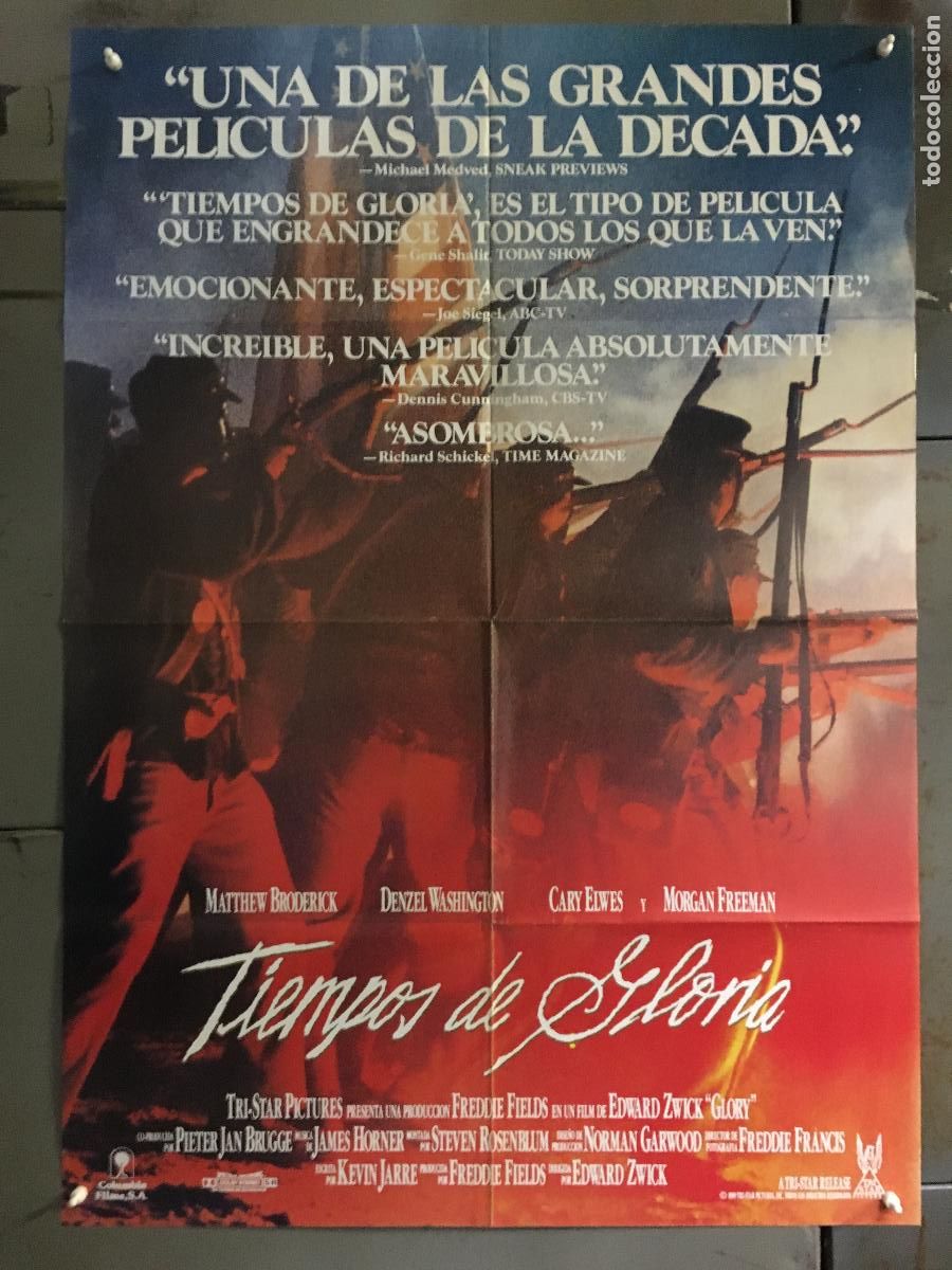 Cine: AFR78 TIEMPOS DE GLORIA MATTHEW BRODERICK FREEMAN ELWES POSTER ORIGINAL 70X100 ESTRENO