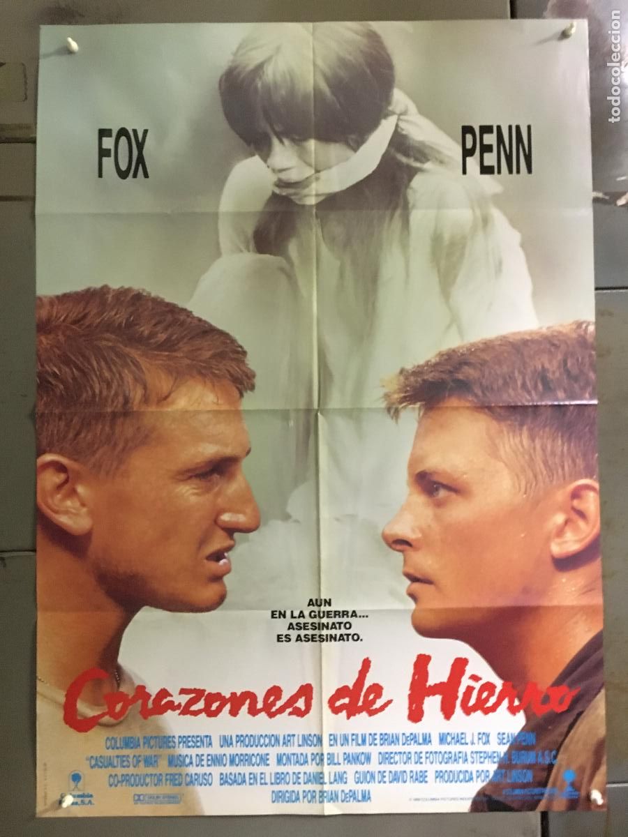 Cine: AFR79 CORAZONES DE HIERRO BRIAN DE PALMA SEAN PENN MICHAEL J. FOX POSTER ORIGINAL 70X100 ESTRENO h1