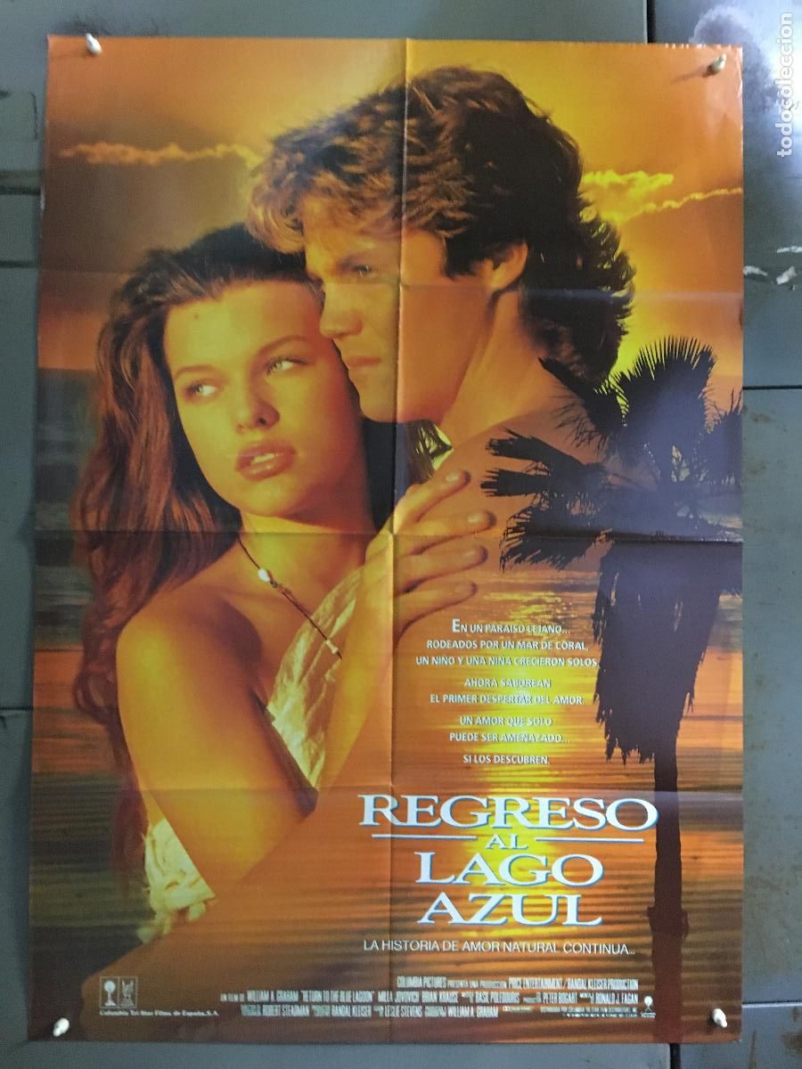 Cine: AFR80 REGRESO AL LAGO AZUL MILLA JOVOVICH BRIAN KRAUSE POSTER ORIGINAL 70X100 ESTRENO