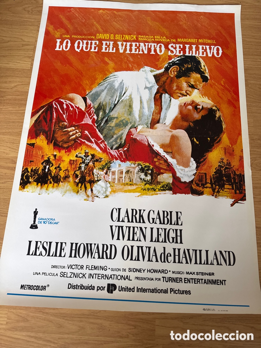 Cine: Cartel original Lo que el viento se llevo 1988 poster Victor Fleming