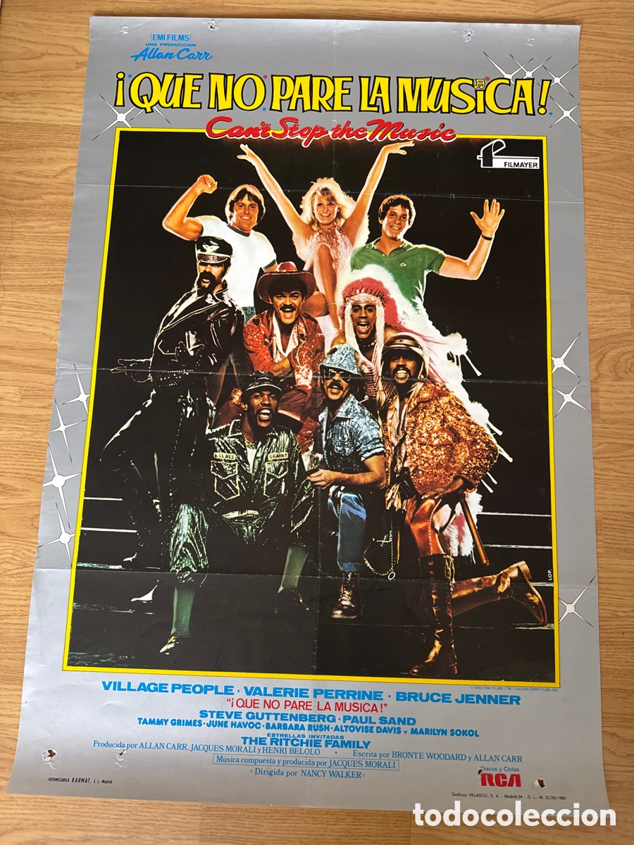 Cine: QUE NO PARE LA MUSICA VILLAGE PEOPLE BRUCE JENNER POSTER ORIGINAL 70X100 ESTRENO