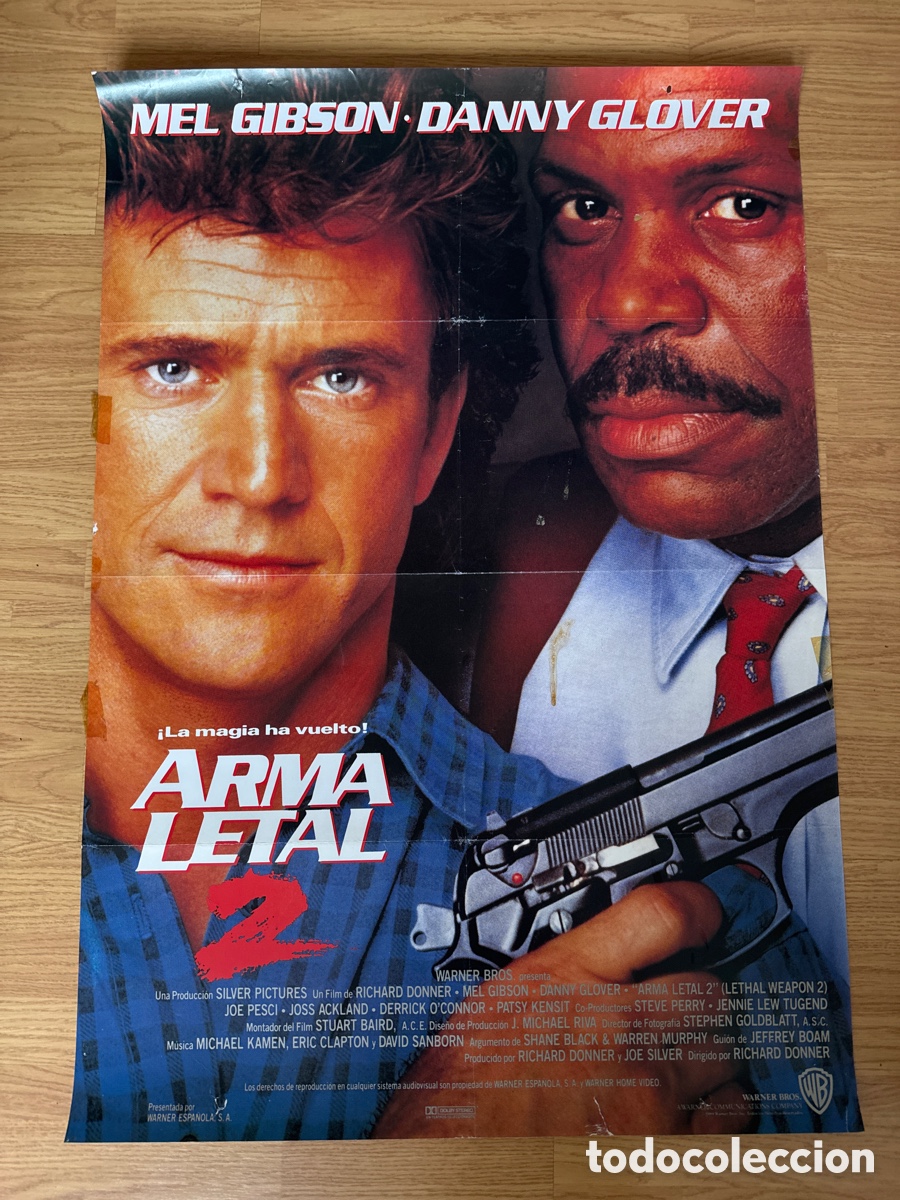 Cine: ARMA LETAL 2 MEL GIBSON DANNY GLOVER POSTER ORIGINAL 70X100 ESTRENO