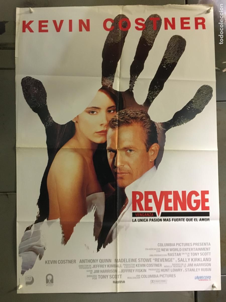 Cine: AFR82 REVENGE KEVIN COSTNER ANTHONY QUINN MADELEINE STOWE POSTER ORIGINAL 70X100 ESTRENO