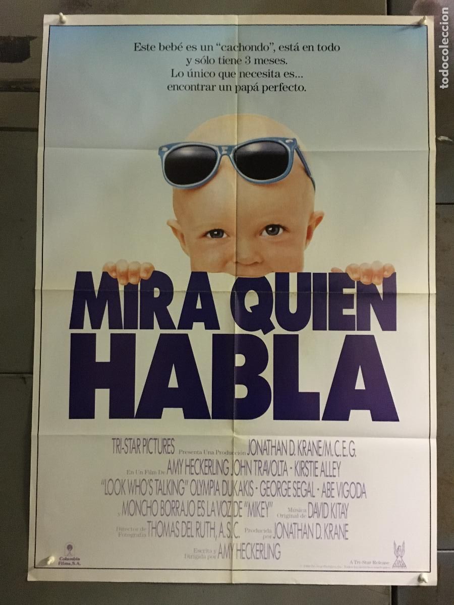 Cine: AFR84 MIRA QUIEN HABLA JOHN TRAVOLTA KIRSTIE ALLEY POSTER ORIGINAL 70X100 ESTRENO