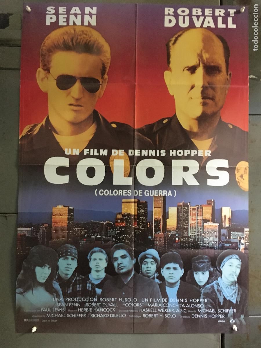 Cine: AFR85 COLORS SEAN PENN ROBERT DUVALL POSTER ORIGINAL 70X100 ESTRENO