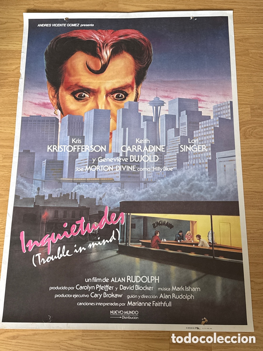Cine: INQUIETUDES ALAN RUDOLPH KEITH CARRADINE KRIS KRISTOFFERSON POSTER ORIGINAL 70X100 ESTRENO
