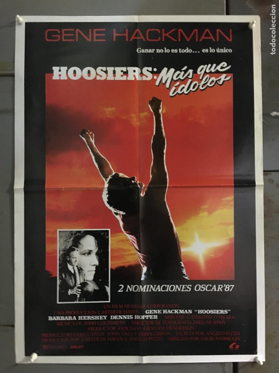 Cinema: AFR90 HOOSIERS MAS QUE IDOLOS BALONCESTO BARBARA HERSHEY GENE HACKMAN POSTER ORIG ESTRENO 50X70