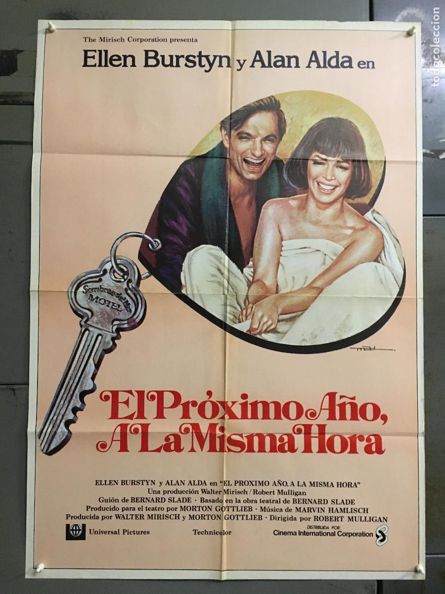Cine: AFR92 EL PROXIMO A&Ntilde;O A LA MISMA HORA ELLEN BURSTYN ALAN ALDA POSTER ORIGINAL ESTRENO 70X100
