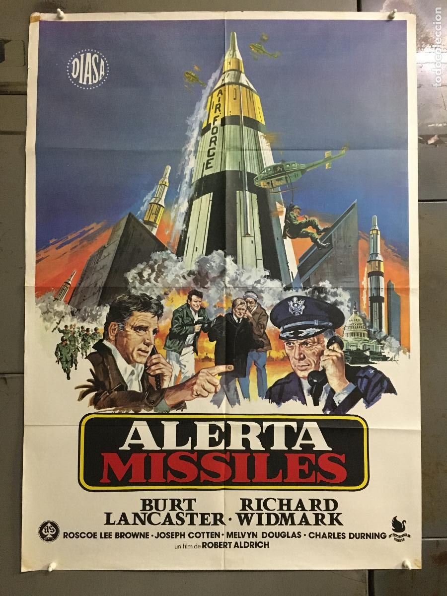Cine: AFR94 ALERTA MISILES ROBERT ALDRICH BURT LANCASTER POSTER ORIGINAL 70X100 ESTRENO