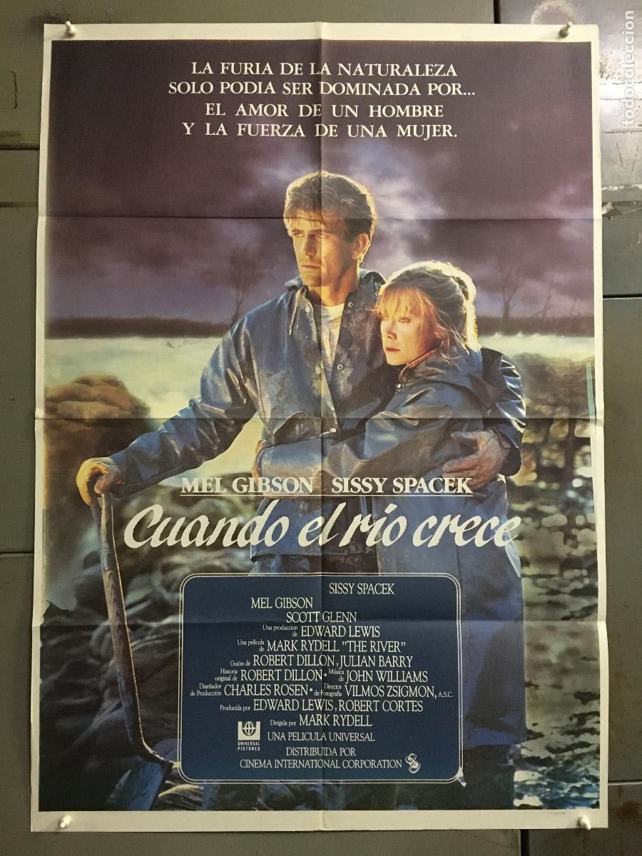 Cine: AFR98 CUANDO EL RIO CRECE MEL GIBSON SISSY SPACEK POSTER ORIGINAL 70X100 ESTRENO