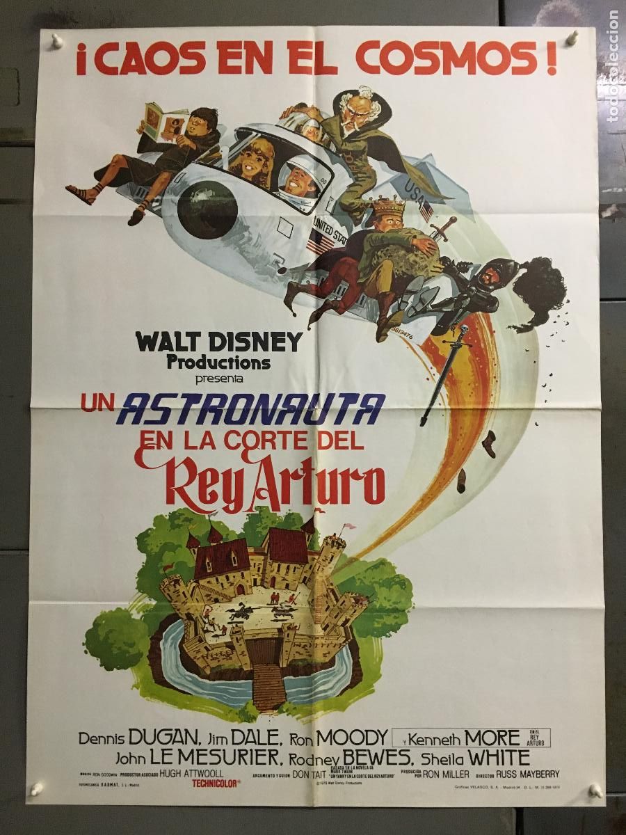 Cine: AFS04 UN ASTRONAUTA EN LA CORTE DEL REY ARTURO DISNEY POSTER ORIGINAL 70X100 ESTRENO