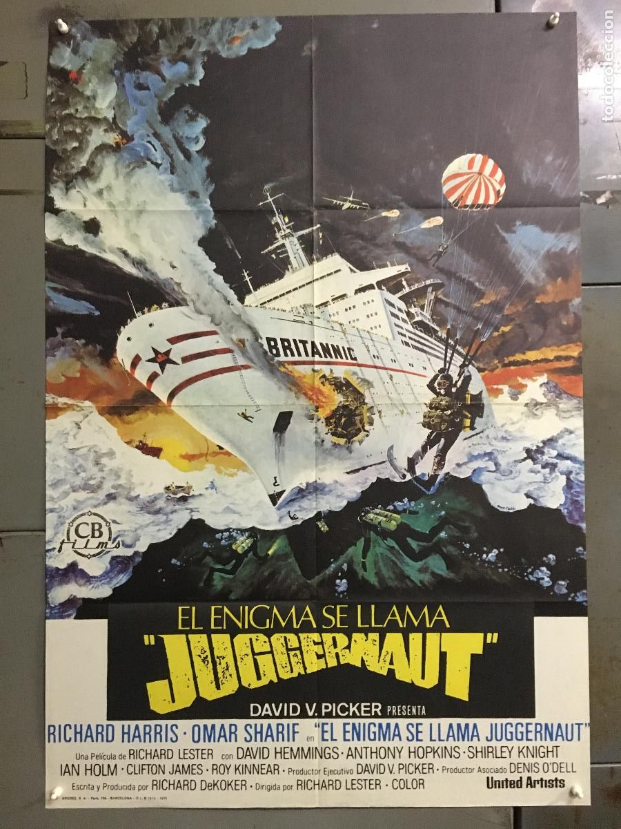 Cine: AFS05 EL ENIGMA SE LLAMA JUGGERNAUT RICHARD HARRIS OMAR SHARIF POSTER ORIGINAL 70X100 ESTRENO